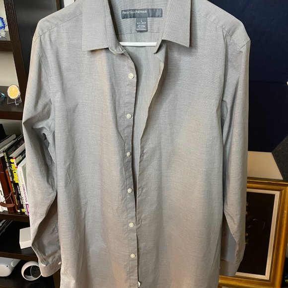 Perry Ellis Grey Button Down Sz L - Picture 2 of 2